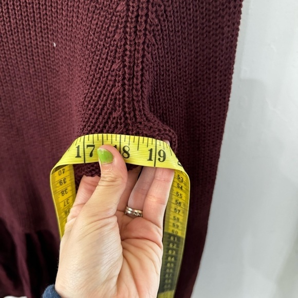 Altar'd State Burgundy V-Neck Long Sleeve Rowena Sweater Size Small - Picture 3 of 9